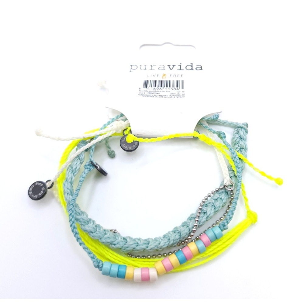 Pura Vida Bracelet Set 4pc Multicolor Beaded Braided Stackable - Picture 4 of 4